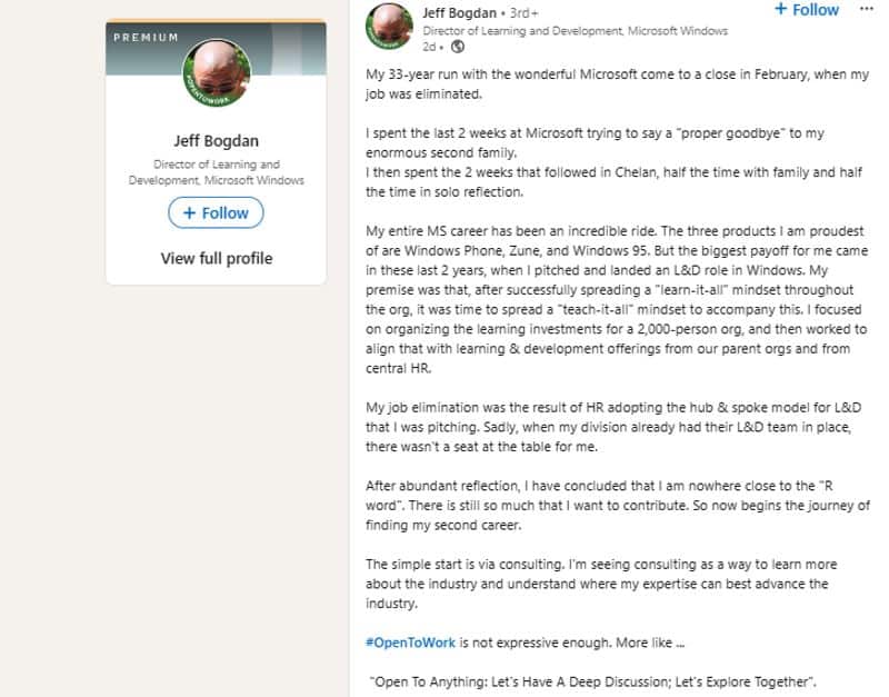 Microsoft employee fired after 33 years at company, worked on Windows 95; Here's what he said gcw