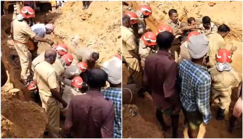 kerala fire force rescued youth who trapped under soil