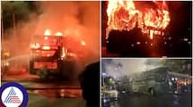 Bengaluru to Sandur going SRJ sleeper coach bus caught fire in Majestic bus stand sat