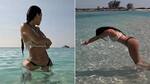 Kim Kardashian HOT SEXY photos: 43-year-old raises temperature in BOLD bikini as she takes a swim RKK