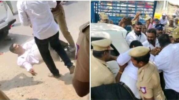 A clash between the DMK and the police in Coimbatore caused chaos KAK