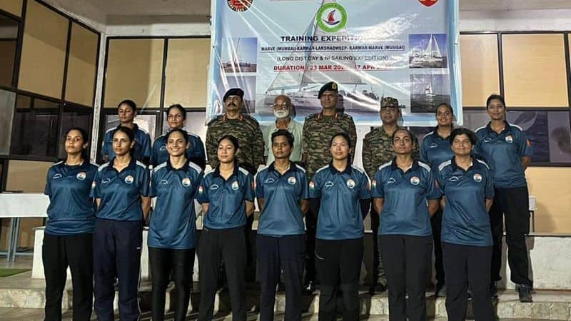 Indian army's tri-services all-women sailing crew expedition from Mumbai to Lakshadweeprtm 