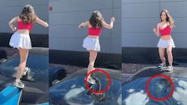 WATCH: Female tiktoker dances on Lamborghini car, breaks windshield instantly; sparks widespread criticism vkp