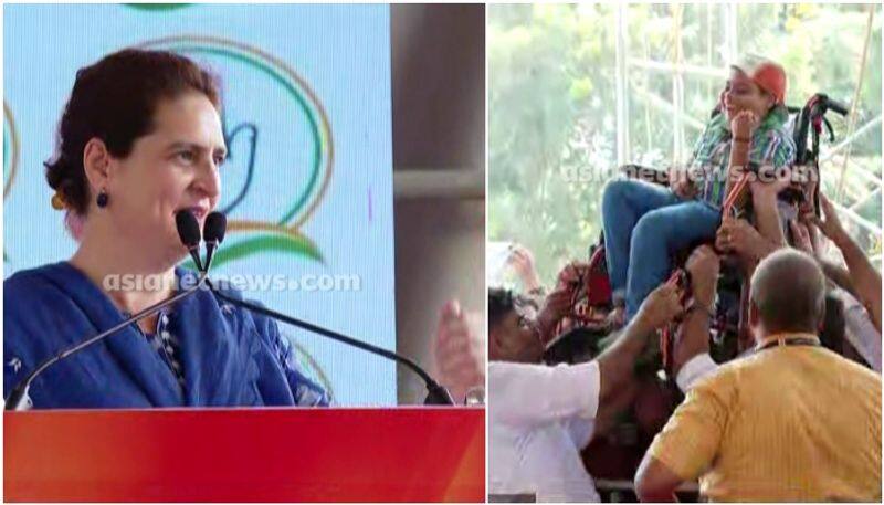 priyanka gandhi invites disabled student to stage while on speech 
