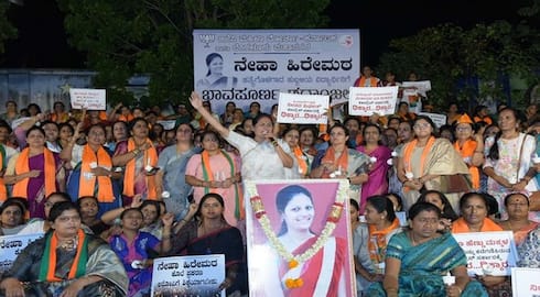 Statewide BJP Protest Condemning Neha's Murder in Hubballi grg 