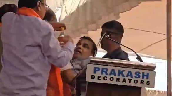 Lok Sabha elections 2024: Union minister Nitin Gadkari faints on stage during speech (WATCH) AJR