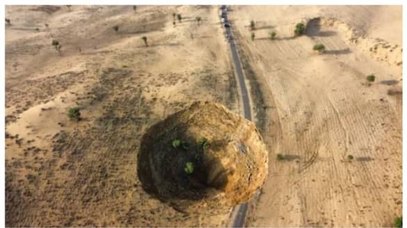 an acre of agricultural land in Bikaner collapsed to a depth of 80-100 feet
