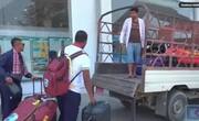 West Indies Players Load Luggage Onto a Pickup Truck in Nepal Ahead of T20 Series