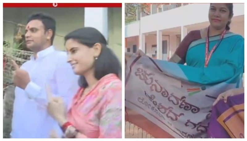 Voting by BJP candidate Yaduveer in mysore nbn