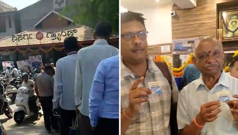 Bengaluru: Long queues outside hotel for FREE Benne Khali dosa, ghee laddu & more (WATCH)