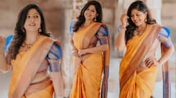 Serial Actress Meghana Shankarappa looking Beautiful in Yellow Silk saree Vin