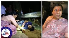 Uttara Kannada Lok Sabha constituency Congress candidate dr Anjali Nimbalkar helps patients who on road accident gow