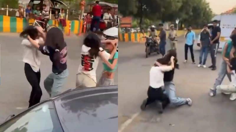 Noida Girls fist fight in front of Police over Instagram Reel comments; Viral video [WATCH] RTM