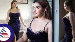 Malayalam Actress Honey Rose bold look in High slit Blue gown, Netisens calls her Hot Vin