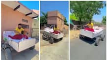 Man drive his bed like a moving car viral video