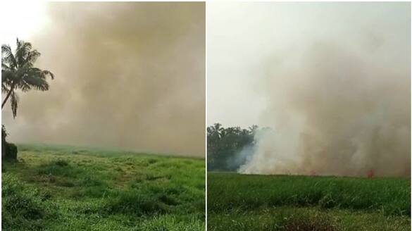fire outbreak in fields at thrissur and kannur