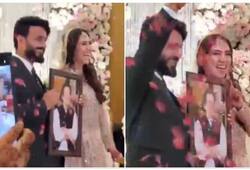 Groom surprise gift to bride on wedding day un packed in stage viral video