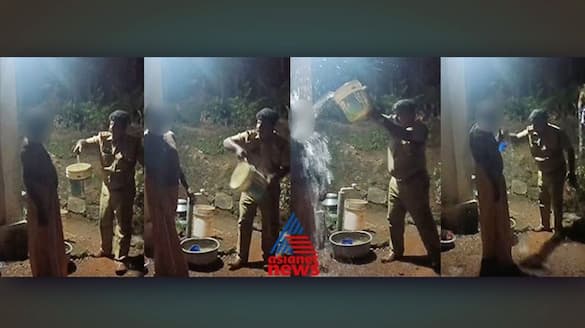 Kerala police give a bath to a 52-year-old druken man in Aranmula
