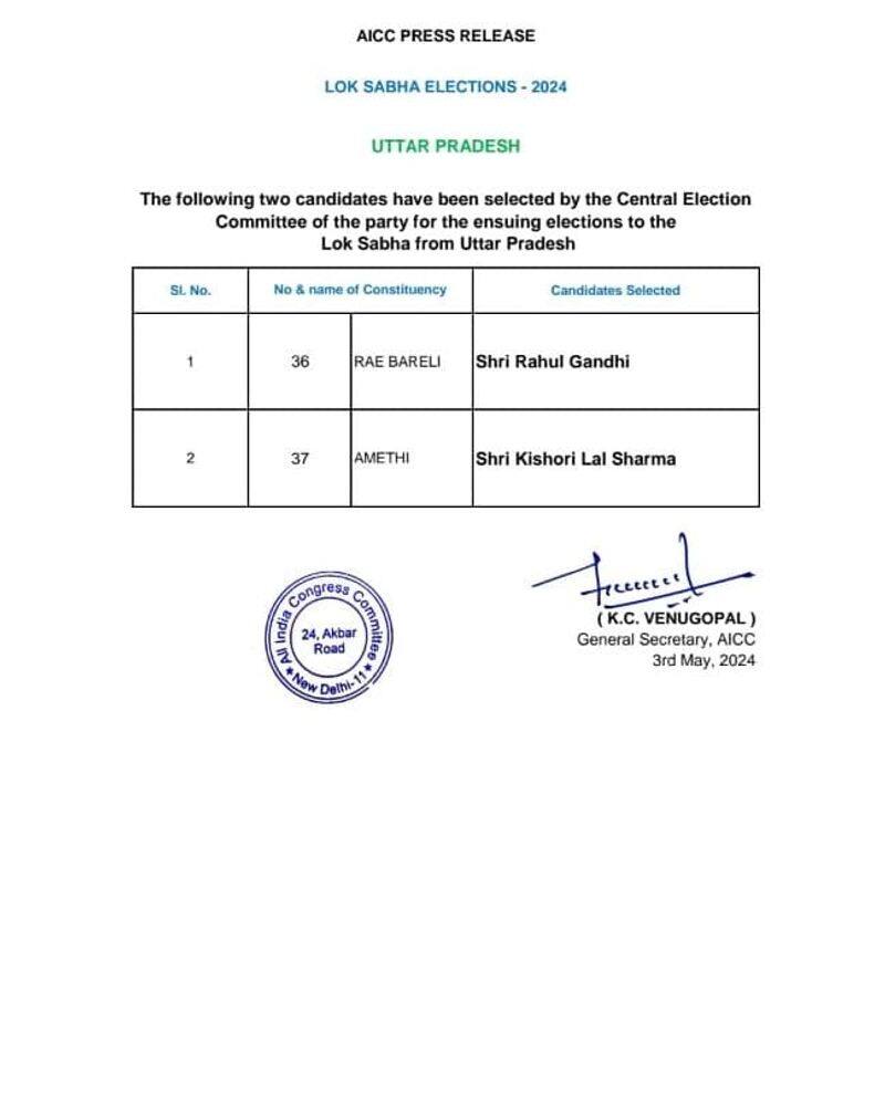 Rahul Gandhi to contest Lok Sabha polls from Raebareli  AKP