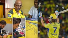 MS Dhoni gifted his signed CSK Jersey to 103 Year Old CSK Fan Ramadas rsk