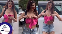 actress Sherlyn Chopra wearing clothes that were falling off her chest video viral suc