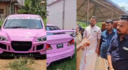 motor vehicle department seized the car which was running without number plate and with altered shape, group of people threatened officials in kollam