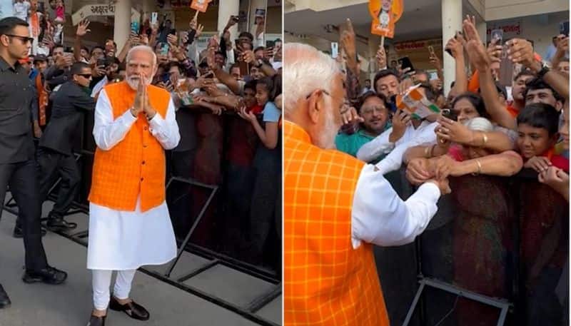 Lok Sabha Elections 2024: Elderly woman ties rakhi to PM Modi as he greets people after casting vote (WATCH)