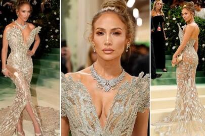 Met Gala 2024: Jennifer Lopez dons jaw-dropping sheer Schiaparelli gown made of 2.5 million sliver bugle beads RBA