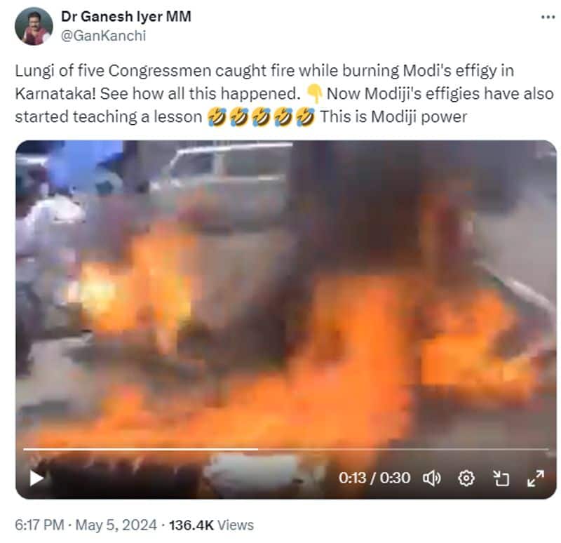 Fact Check old video of burning effigy from Kerala sharing as happended in Karnataka 