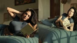 Thangalaan Actress Malavika Mohanan latest photoshoot with book in bed viral in social media ans