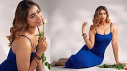 Bigg Boss Fame Actress Shivani Narayanan trending hot photoshoot in blue dress ans