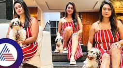 Serial Actress, Biggboss fame Tanisha Kuppanda Bold look, poses with her Pet Vin