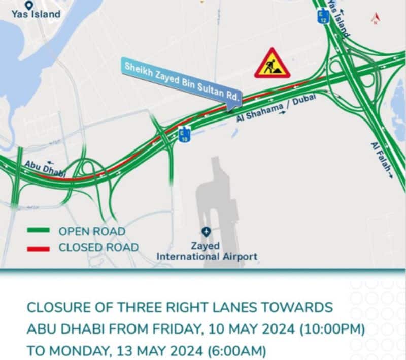 Major road in abu dhabi to be partially closed for 3 days 