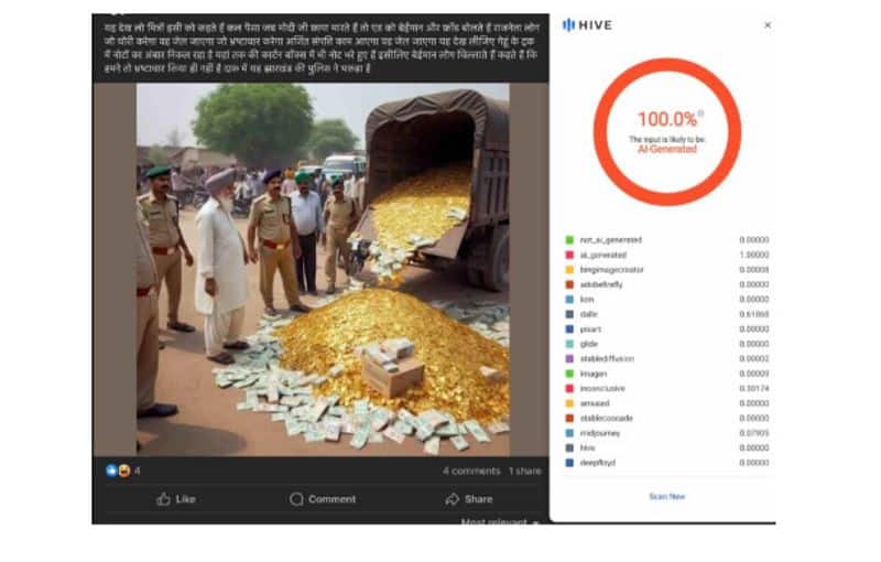 Fact Check photo of a truck with full of gold coins and cash captured by the Jharkhand police is fake 