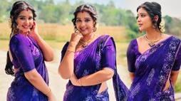 Serial Actress Mouna Guddemane in Purple saree look, fans comment oh her Beauty Vin