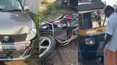 five vehicles collided at kalady while trying to save bike rider life 