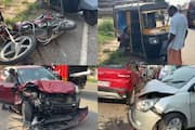 five vehicles collided at kalady while trying to save bike rider life 