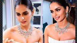 manushi chhillar trendy look in long white gown dtr