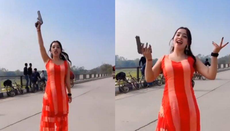 Viral Video: Influencer Dances with Gun on Lucknow Highway for Instagram Reel [watch]