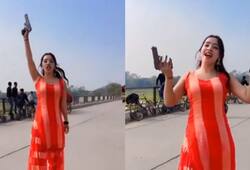 Viral Video: Influencer Dances with Gun on Lucknow Highway for Instagram Reel [watch]