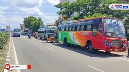 3 bus damaged at road accident in madurai district vel