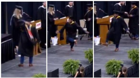 college student put hook step in convocation viral video mma