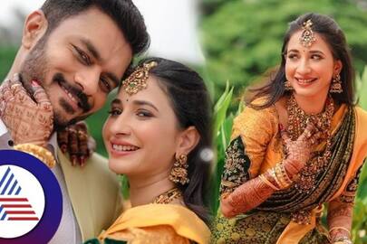 Kannada actress Manvitha Kamath green silk saree gifted by husband vcs