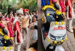  Groom makes unique entry on e-scooter: Bengaluru wedding embraces eco-friendly trend NTI
