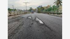 Poor asphalting work on Bengaluru Mysore highway exposed due to rain gvd