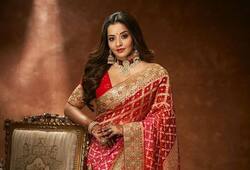 Monalisa latest Red saree for wedding function zkamn