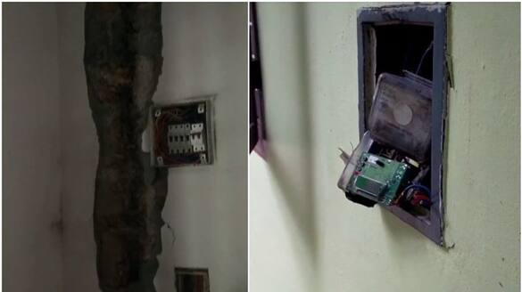 lightening caused electric meter box damage inside a house at vaikkom