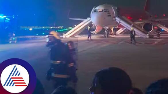 Air India Express plane engine catches fire forcing emergency landing at Bangalore airport rav