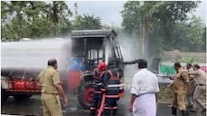 petrol tanker caught fire while running in kottayam