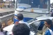 Government bus collided with a car in ariyalur tvk